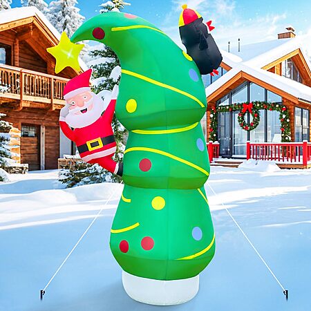 7FT Christmas Tree Inflatable Outdoor Decor Combined with Santa Penguin Xmas Tree Blow Up Yard Decor with Built-in 5 LEDs (with Storage Bag), $18.18, Amazon