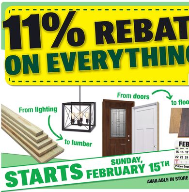 Menard, 11% rebate on all items, in-store and online - 2026-02-15