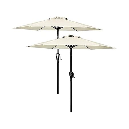 2 pack, Simple Deluxe 2-Pack 7.5' Patio Umbrella Outdoor Table Market Yard Umbrella with Push Button Tilt/Crank, Beige, $34.99, FS Prime, Woot!