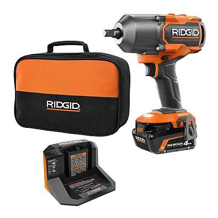 RIDGID 18V Brushless Cordless 4-Mode 1/2 in. High-Torque Impact Wrench Kit with 4.0 Ah Battery and Charger, $189, FS, Home Depot