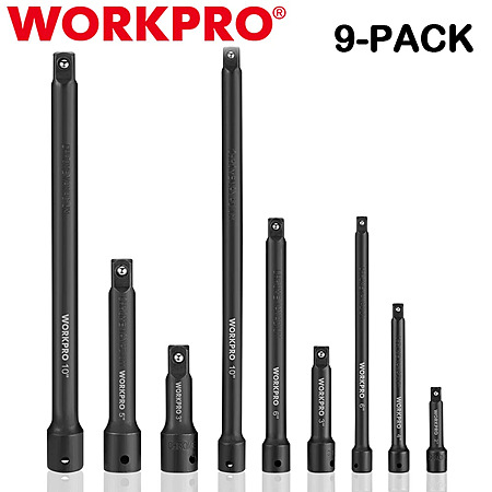 WORKPRO 9PC Impact Socket Driver Extension Bar Set 1/4" 3/8" 1/2 Drive Extension, $12.95, FS, ebay