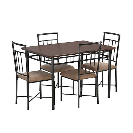 Mainstays Louise Traditional 5-Piece Wood & Metal Dining Set, Deep Walnut, $128, FS, Walmart