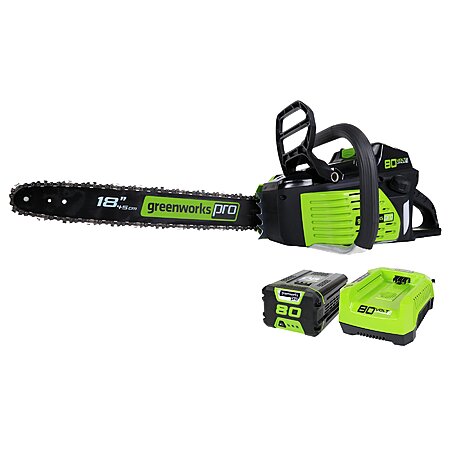 Greenworks 80V 18" Brushless Cordless Chainsaw, 2.0Ah Battery and Rapid Charger Included, $239.99, Amazon