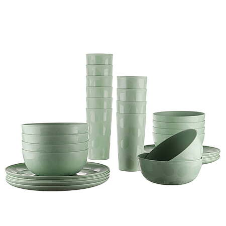 Mainstays 30-Piece Plastic Etched Pattern Dinnerware Bundle Sets, 4 colors/styles, $9.88, Walmart