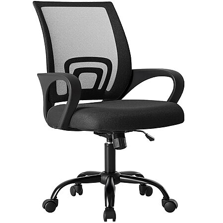 OLIXIS Office Desk Chair - Ergonomic Mid Back with Lumbar Support & Rocking Mode, Height Adjustable with Fixed Armrest, $29.96, Amazon