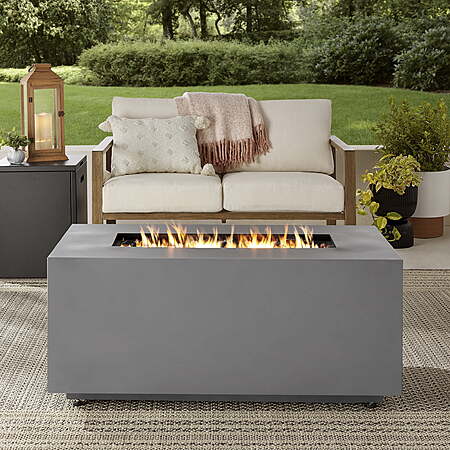 Mainstays Modern Steel Propane Fire Pit Table with 50,000 BTU Concrete Finish, $197, FS, Walmart
