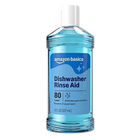 Amazon Basics Dishwasher Rinse Aid, Prevents Spots & Film, Enhances Drying, 8 Fl Oz, $2.44, subscription, Amazon