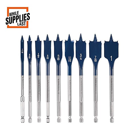 9-Pc Bosch Daredevil High Carbon Steel Standard Spade Bit Set $8.55 + Free S&H