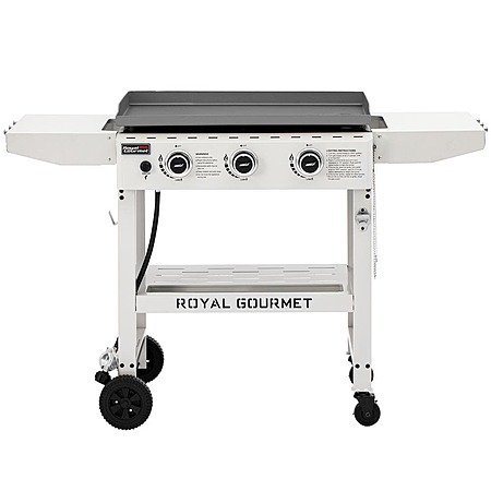 Royal Gourmet 28 in. 3-Burner Propane Gas Griddle in Black with Collapsible Side Shelves, white, $197.50, black, $200, FS, Home Depot