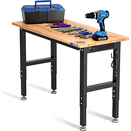 WORKPRO Adjustable Garage Workbench 48"x22" with power strip, $110.39, free shipping, ebay