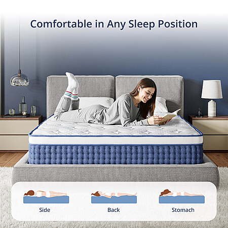 EGOHOME StarryRest 14 inch Queen Mattress, Medium, Euro Top, Hybrid Mattress in a Box, $188, FS, Walmart