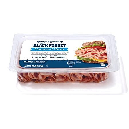 Amazon Grocery, 9 oz Sliced Black Forest Uncured Ham or Sliced Honey Smoked Uncured Ham