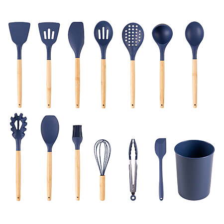 Mainstays Bamboo and Silicone Kitchen Utensil Set, 14 pieces, 4 colors, $14.97, Walmart
