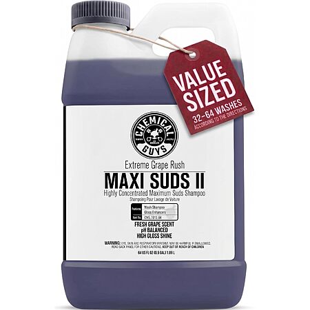 Chemical Guys, Maxi Suds II Foaming Car Wash Soap for Cannons, Grape, 64 oz, $11.99, Amazon