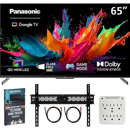 with 2x HDMI cables, wall mount, Panasonic 65" W85C 4K 3840x2160 60Hz QD-Mini LED Google TV (2026) Bundle, $579.99, Amazon