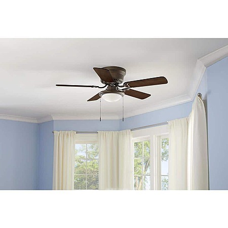 Hampton Bay Hugger 44 in. LED Indoor Oil-rubbed bronze Ceiling Fan with Light Kit, $40.77, FS, Home Depot