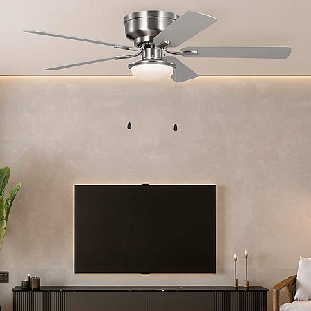 Hampton Bay Colton 52 in. Indoor Brushed Nickel Standard Flush Mount Ceiling Fan with Light Kit and Bright White LED Bulb Included, $46.72, FS, Home Depot