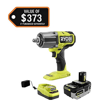 RYOBI ONE+ 18V Brushless Cordless 4-Mode 1/2 in. High Torque Impact Wrench Kit with 4.0 Battery and Charger, $159, FS Home Depot
