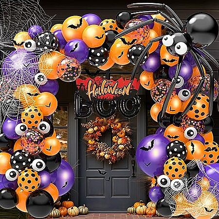 126 Pcs Halloween Balloon Garland Arch Kit, Party Decoration with Bat Decor, $7.98, Amazon