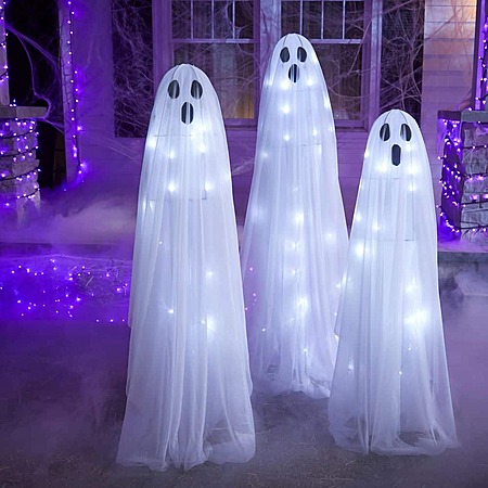4-5 ft Home Accents Holiday 3-Piece LED Draped Ghosts, $99, FS, Home Depot