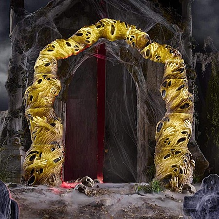 Home Accents Holiday 7 FT H 6.6 FT W Grave & Bones LED Twisted Souls Archway, $79.98, FS, Home Depot