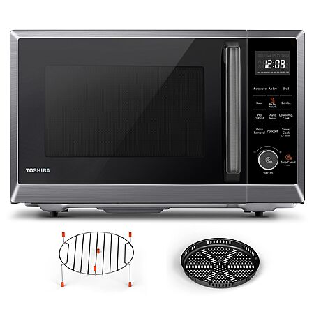 Prime, TOSHIBA Air Fryer Combo Microwave, 1.0 Cu.Ft, Black Stainless Steel 8 in 1 with Convection & Broil, Pro Defrost, $180.48, Amazon
