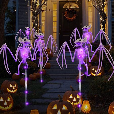 2-ct 3D Scary Bat Skeleton Outdoor Solar Path Lights (purple) $7.60