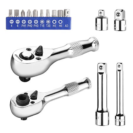 WORKPRO Stubby Ratchet & Bit Driver Set 16 PCS, 1/4", 3/8" Drive, $13.99, Amazon