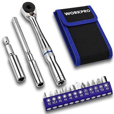 Prime Members: 15-Pc Workpro 1/4'' Mini Ratchet Wrench Kit $11.55 + Free S&H