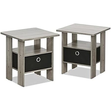 Furinno Andrey Set of 2 Square 2-Tier Side Table, End Table, French Oak, $16.99, Amazon