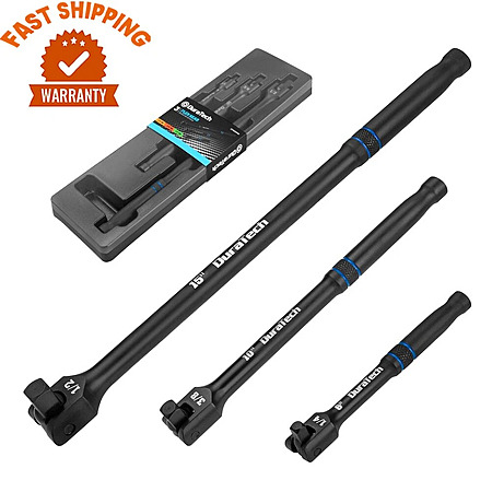 $19.43, FS, Duratech 6" 10” 15" Breaker Bar Set 1/4" 3/8" 1/2" Drive 180° Rotatable Head