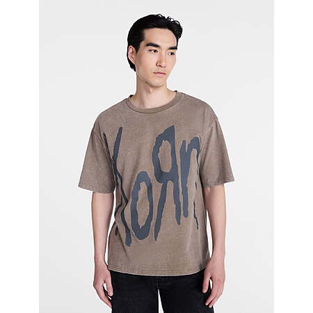 $7.01-$8.19, L, XL, WM, Korn Men's & Big Men's Front & Back Mineral Wash Graphic T-Shirt