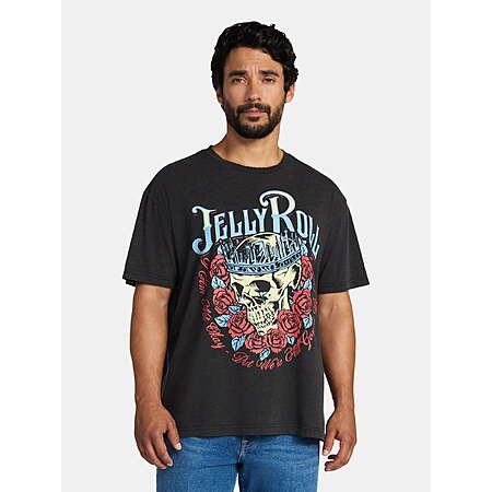 $5.52-$5.56, Jelly Roll Men's and Big Men's Boxy Fit Graphic Tee, Walmart