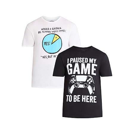 $6.99, 2 pack, Walmart, Video Games Men's Cotton Graphic Tee with Short Sleeves