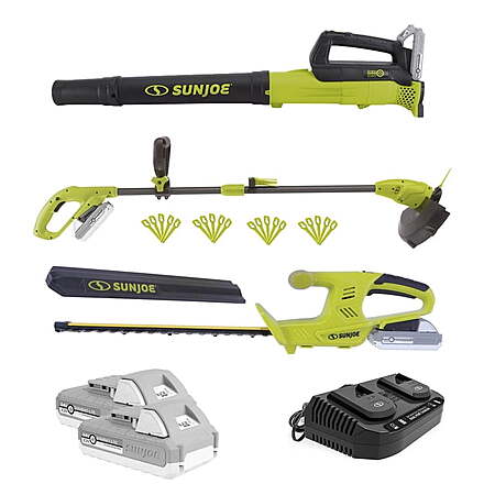 Sam's Club members, with 2 batteries, Sun Joe 24V Cordless 3-Tool Garden Combo Kit: Hedger, Trimmer & Leaf Blower