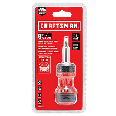 $8.42, Lowe's, CRAFTSMAN Red 8 -Piece 1/4-in Magnetic Ratcheting Stubbys screwdriver