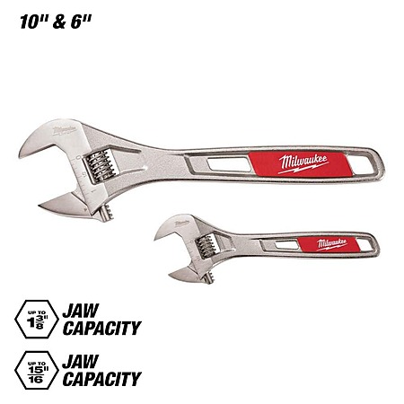 Milwaukee 6 in. and 10 in. 2-Piece Adjustable Wrench Set