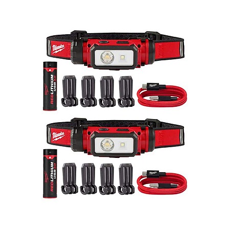 $99, FS, Milwaukee 600 Lumens LED REDLITHIUM Hard Hat Headlamp (2-Pack)