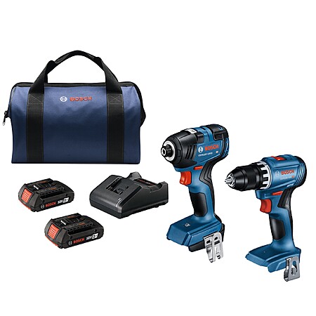 Lowe's, Bosch 18-volt 2-Tool Brushless Power Tool Combo Kit with Soft Case (2-Batteries Included and Charger Included)