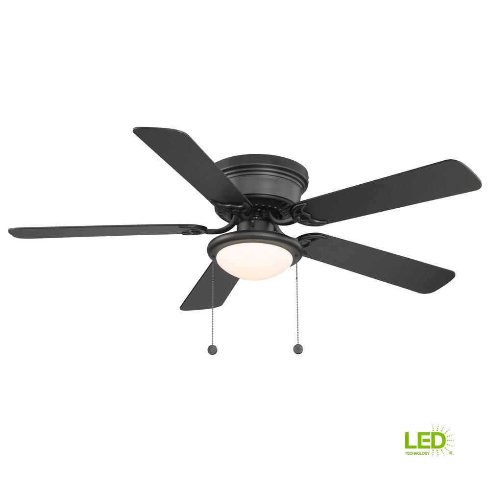 Hugger 52 in. LED Indoor Ceiling Fan with Light Kit, Black, Bronze, Gunmetal, White, $39.97, Free ship to store, Home Depot