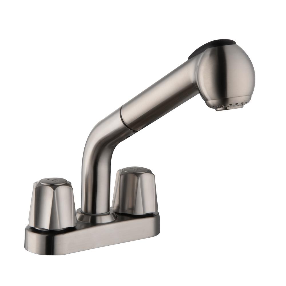 Glacier Bay 4 in. 2-Handle Centerset Pull-Out Laundry Faucet in Stainless Steel, $34.30, Free ship to store, Home Depot