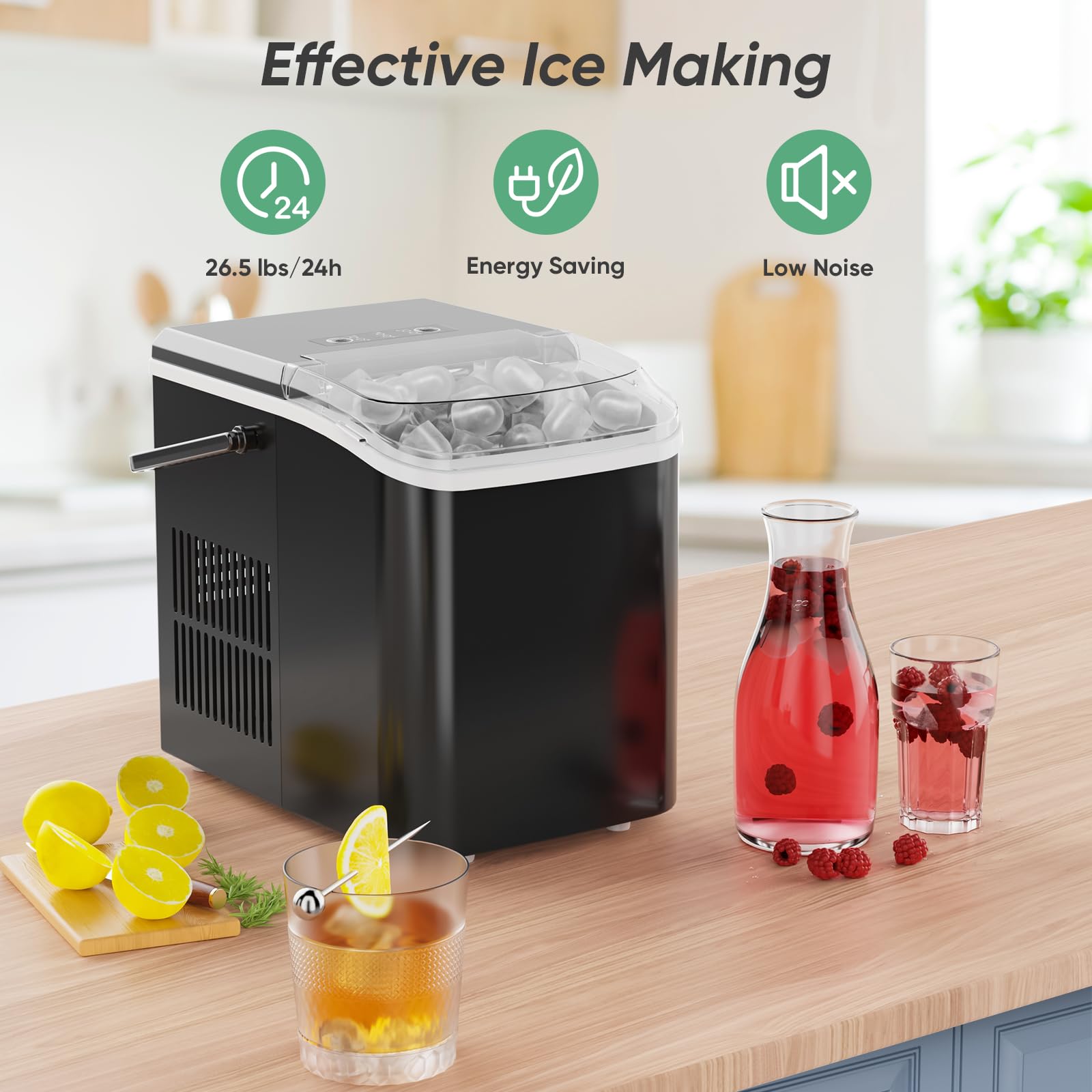Sweetcrispy Countertop Ice Maker Machine Self-Cleaning, Fast Making 9 ...