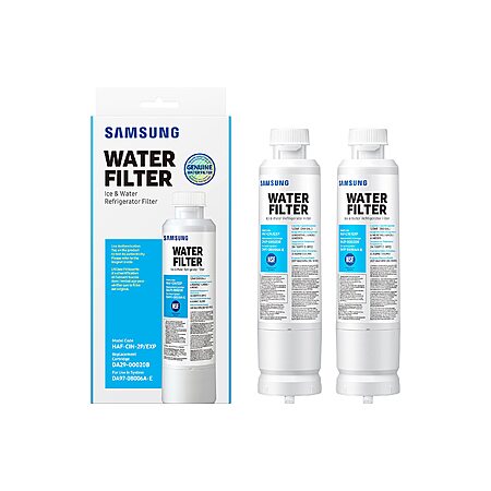 SAMSUNG Genuine Filters for Refrigerator Water and Ice, Carbon Block Filtration for Clean, Clear Drinking Water, DA29-00020B-2P, 2 Pack $45
