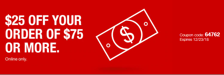 Staples $25 off your order of $75 or more (Online Only - Exclusions may apply - YMMV)