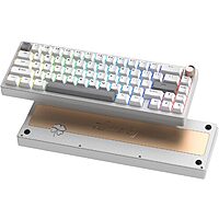 Womier SK65 V2 Aluminum Wireless Mechanical Keyboard with Knob, 60 Percent Wireless, Hot Swappable, RGB Backlit, Silver Color – $65.59