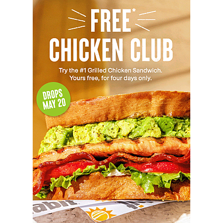 Habit Burger: Free Chicken Club w/ $5 Purchase on May 20th-23th