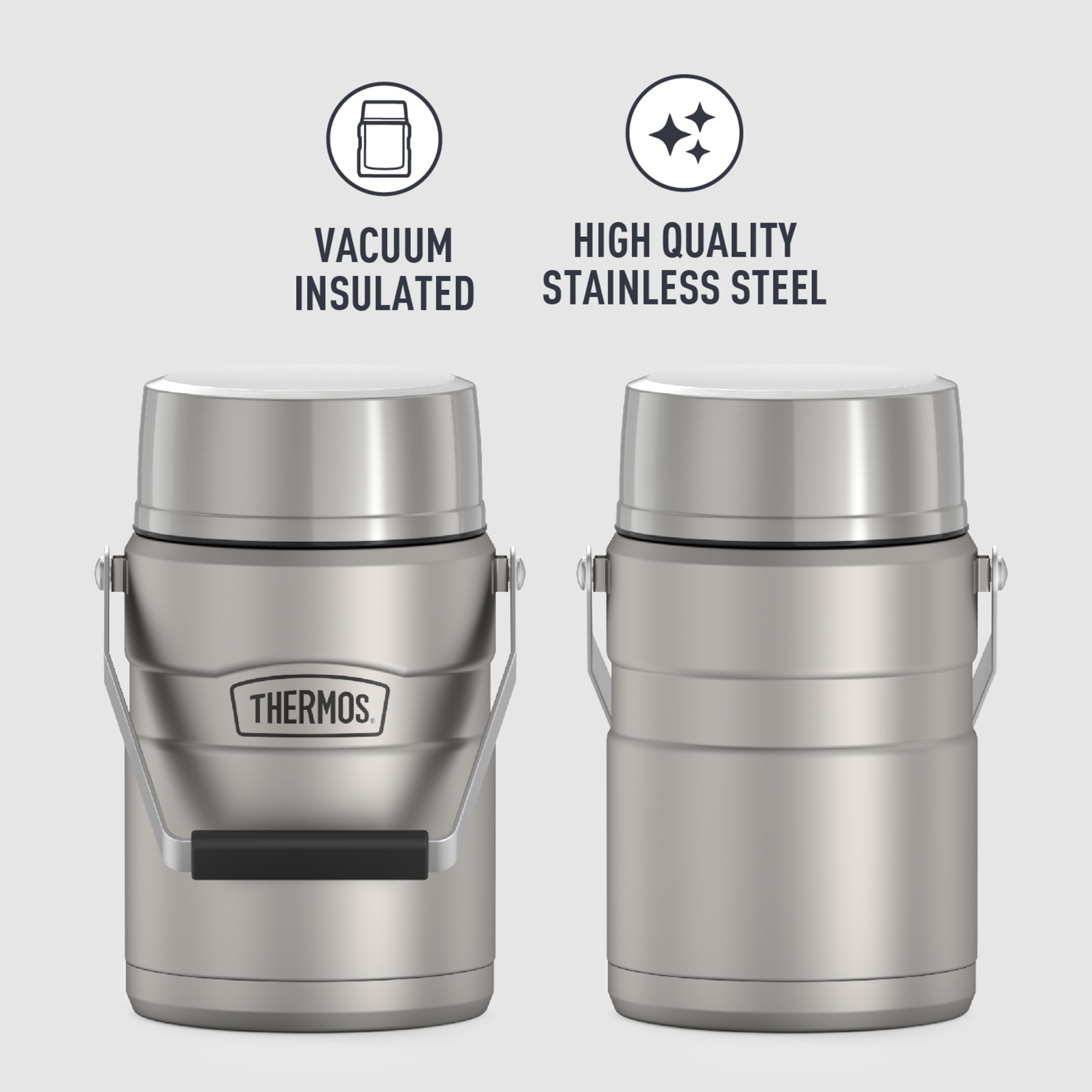 47-Oz Thermos Stainless King Vacuum-Insulated Food Jar w/ 2 Storage ...