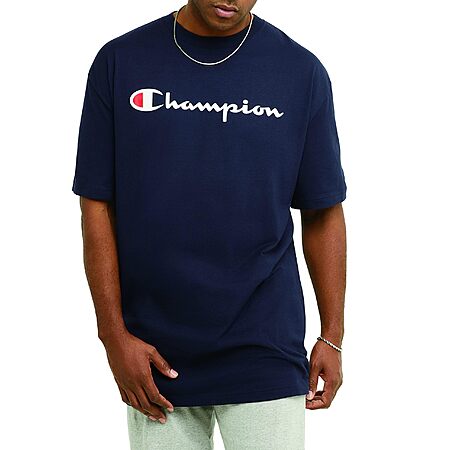 Champion Men's Classic Script Logo T-Shirt (Navy, Select Sizes) $5.40
