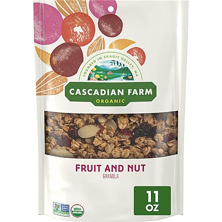 11-Oz Cascadian Farm Organic Granola Resealable Pouch (Fruit and Nut) $3 w/ Subscribe & Save