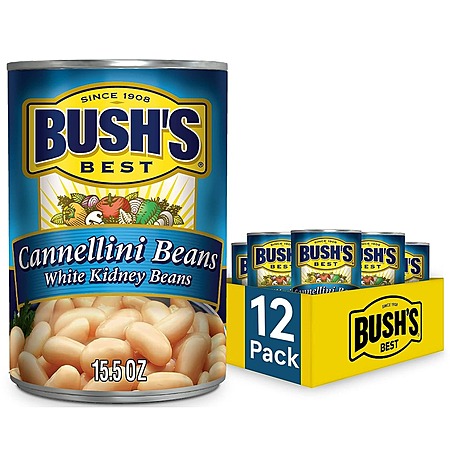 12-Pack 15.5-Oz Bush's Best Cannellini Beans Cans $11.29 w/ S&S + Free Shipping w/ Prime or on orders over $35
